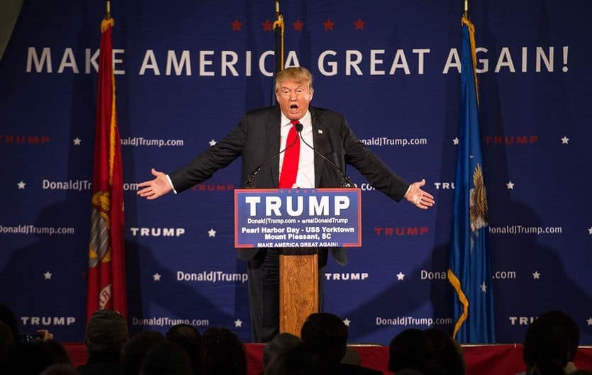 Trump soeaking at a ralley